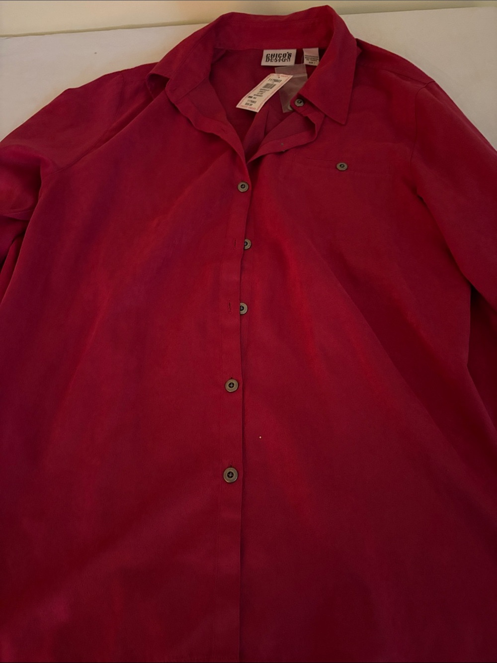 Chico's Women’s Button-Front Shirt in Burgundy Red
